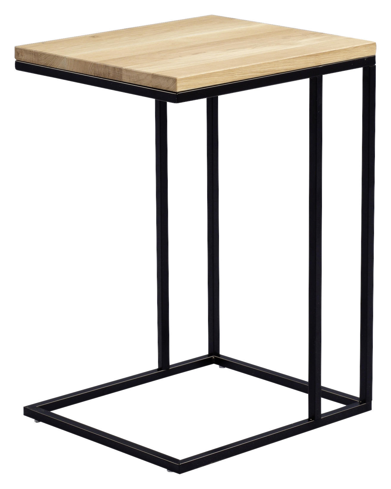 BEISTELLTISCH 43/38/62 cm Wildeiche massiv Schwarz, Eichefarben rechteckig  - Eichefarben/Schwarz, Basics, Holz/Metall (43/38/62cm)