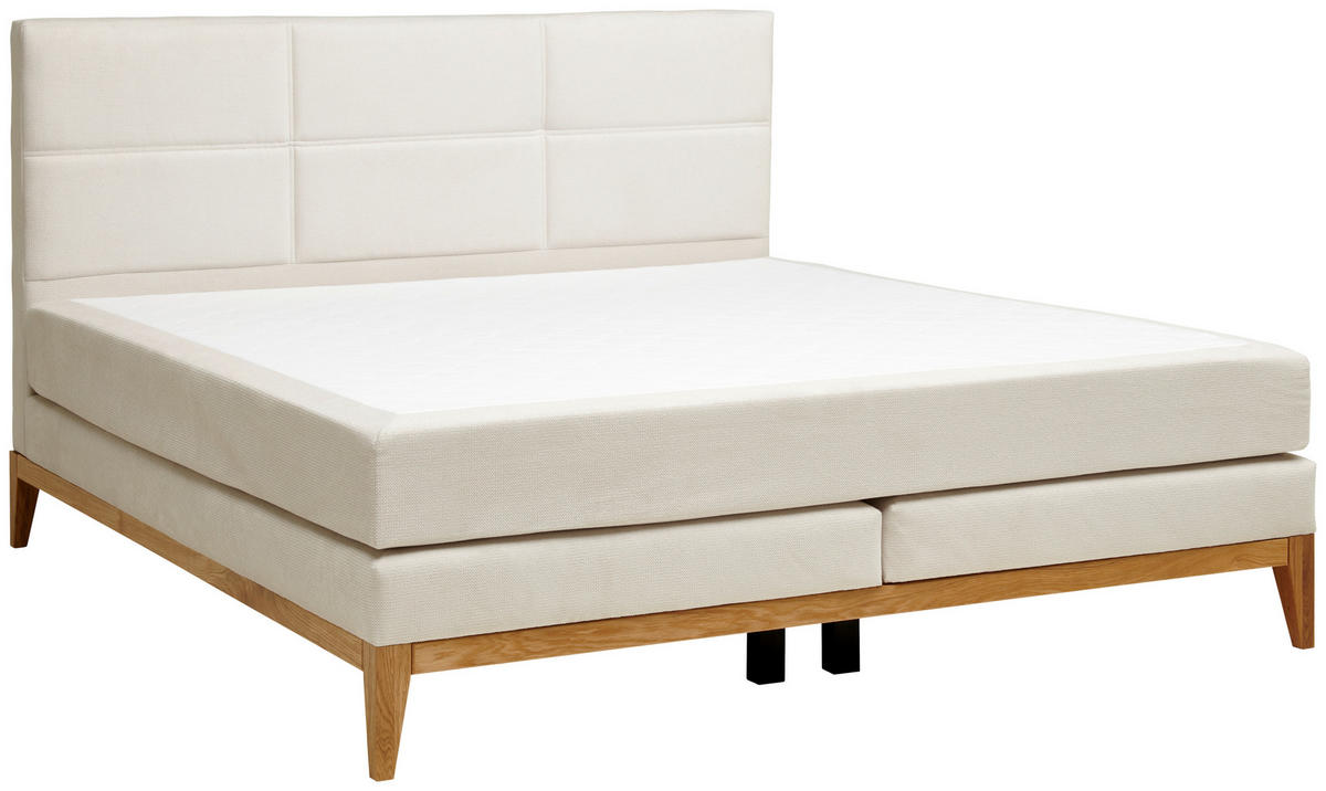 BOXSPRINGBETT 180/200 cm  in Beige  - Eichefarben/Beige, KONVENTIONELL, Holz/Textil (180/200cm) - Carryhome