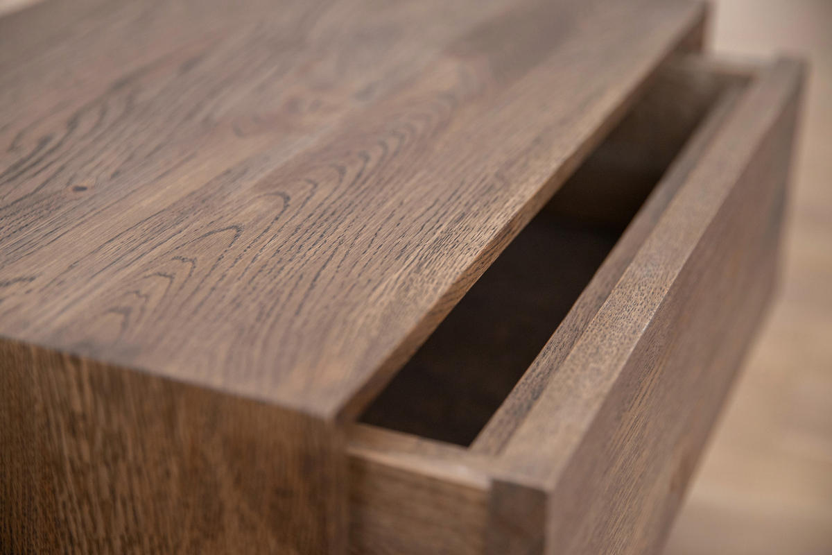 NACHTSCHRANK 50/19/35 cm Eiche massiv  - Eiche dunkel, MODERN, Holz (50/19/35cm) - Linea Natura