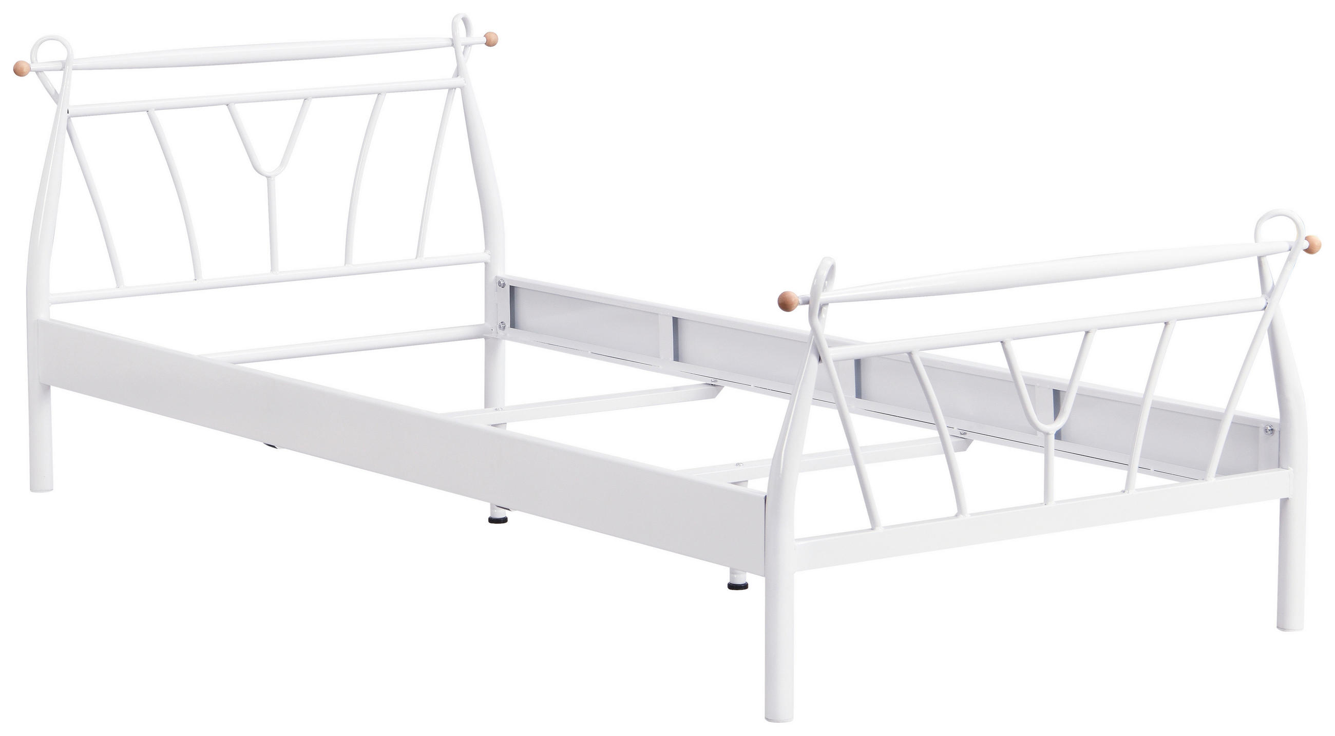 KOVOVÁ POSTEL, 90/200 cm bílá - bílá, Basics, kov (90/200cm) - Carryhome