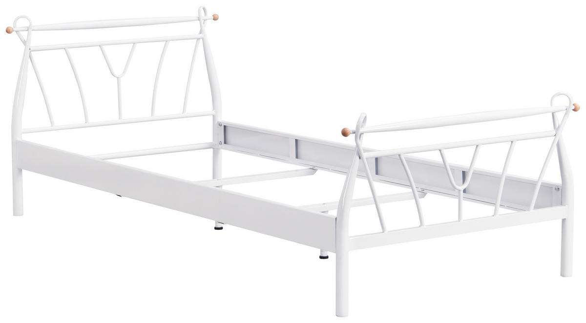 FÉMVÁZAS ÁGY 90/200 cm  fehér  - fehér, Basics, fém (90/200cm) - Carryhome