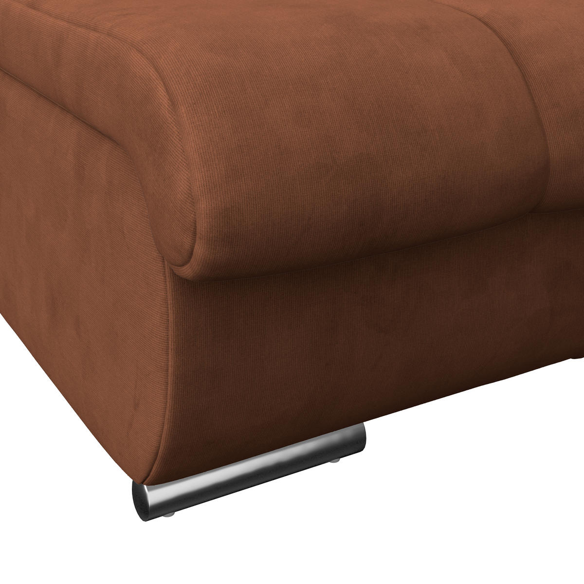 HOCKER in Textil Cognac  - Chromfarben/Cognac, Modern, Textil/Metall (100/43/80cm) - MID.YOU