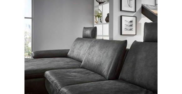 ECKSOFA in Mikrofaser Anthrazit - Anthrazit/Schwarz, Design, Textil/Metall (181/341cm) - Dieter Knoll