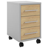 ROLLCONTAINER Eiche Hellgrau, Hickory  - Hellgrau/Alufarben, MODERN, Holzwerkstoff/Kunststoff (41,6/68,6/50,2cm)