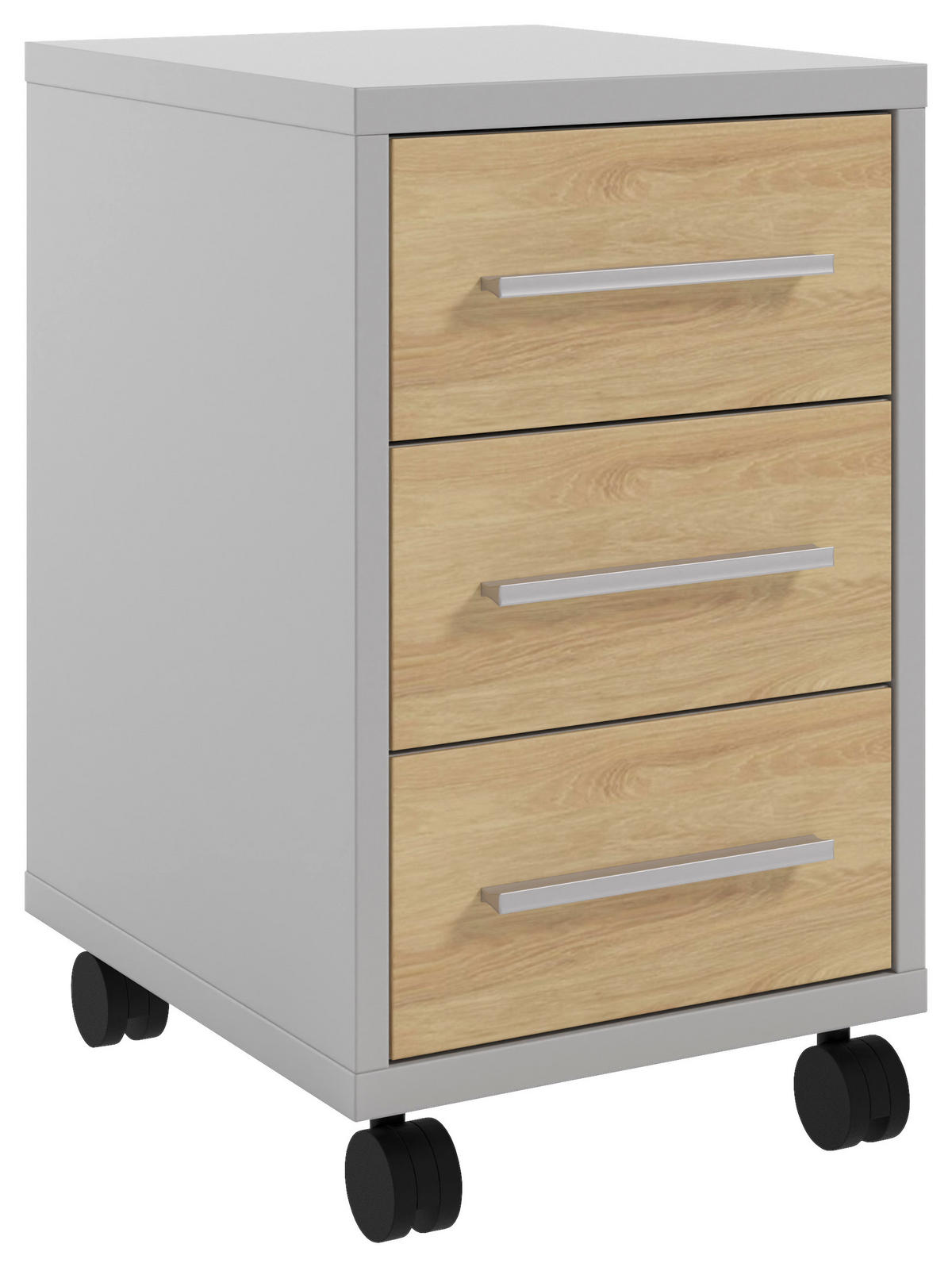 ROLLCONTAINER Eiche Hellgrau, Hickory  - Hellgrau/Alufarben, MODERN, Holzwerkstoff/Kunststoff (41,6/68,6/50,2cm)