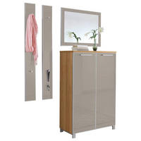 GARDEROBE 4-teilig  in 135/195/37 cm  - Taupe/Eichefarben, Design, Glas/Holz (135/195/37cm)