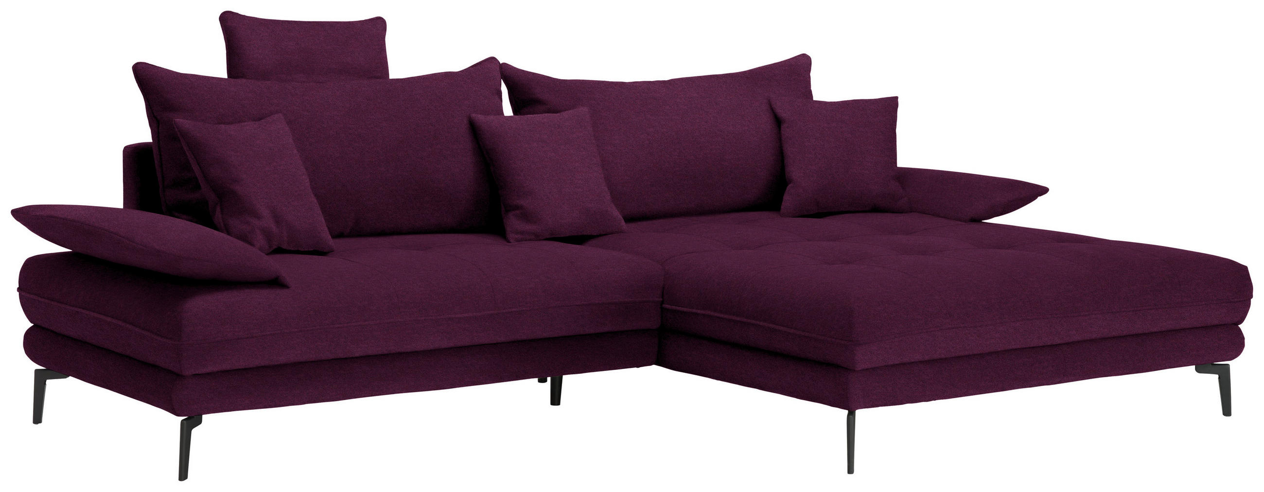 ECKSOFA PRATO Beere Mikrofaser  - Beere/Schwarz, MODERN, Textil/Metall (292/176cm) - MID.YOU