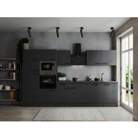 KÜCHENBLOCK 340 cm   in Dunkelgrau  - Dunkelgrau/Schwarz, Design, Holzwerkstoff/Metall (340cm) - Respekta
