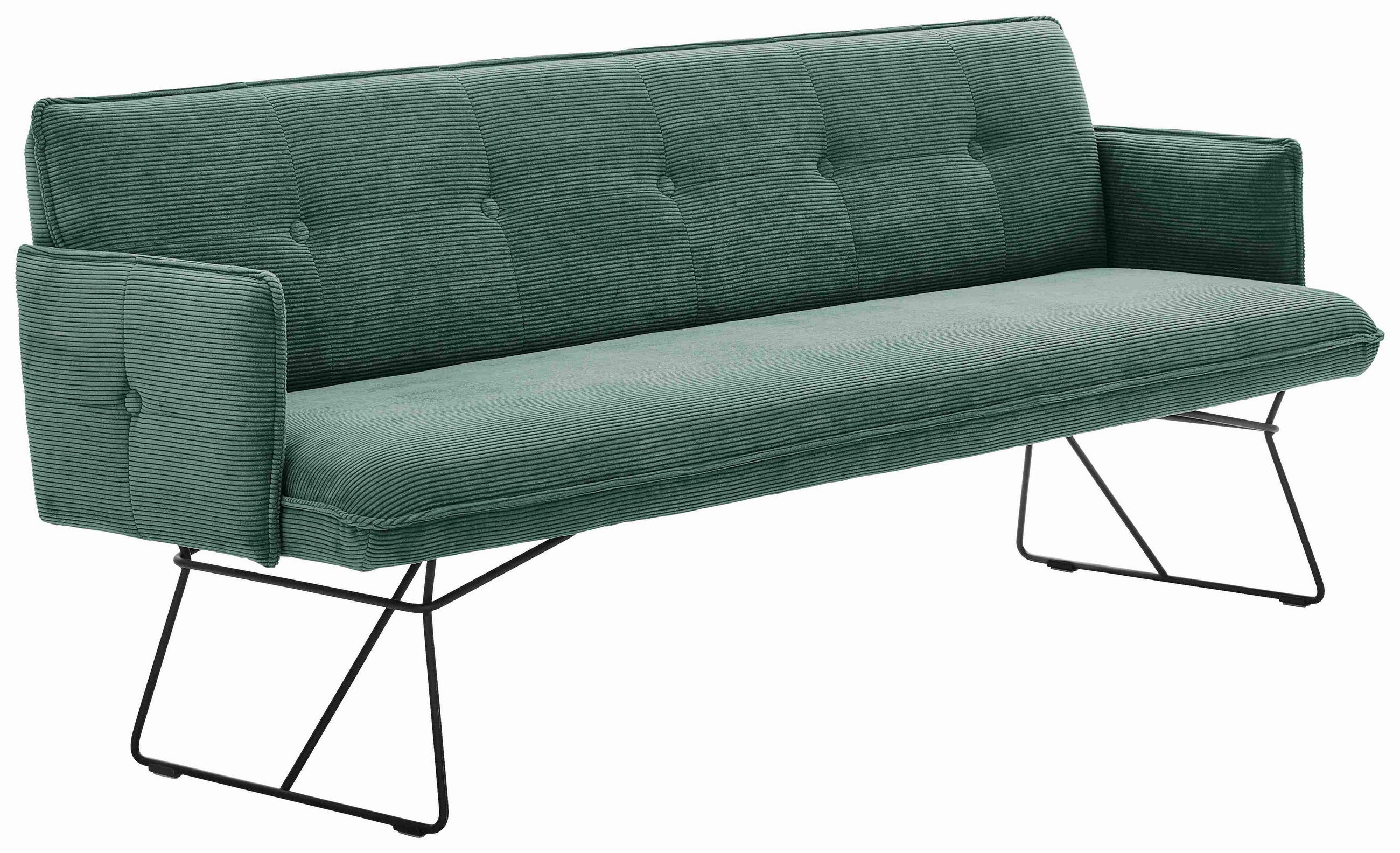 SITZBANK 212/89/70 cm Feincord Grün Metall  - Schwarz/Grün, Design, Textil/Metall (212/89/70cm) - Pure Home Lifestyle