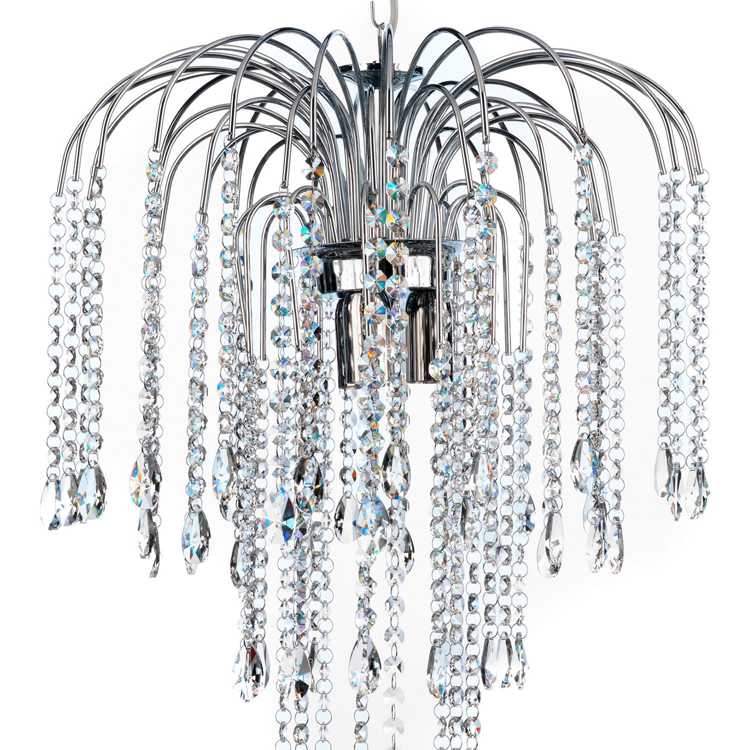 KRISTALL-HÄNGELEUCHTE 40/110/40 cm   - Chromfarben, KONVENTIONELL, Glas/Metall (40/110/40cm)