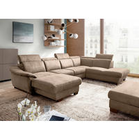 WOHNLANDSCHAFT Mikrofaser Braun  - Wengefarben/Braun, Design, Holz/Textil (238/347/273cm) - Livetastic