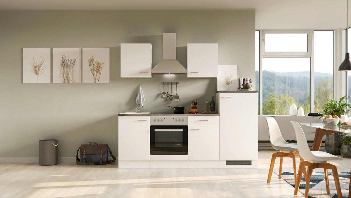 KUCHYNSKÁ LINKA LUCCA 220 - sivohnedá/biela, Modern, kompozitné drevo/plast (220,5cm) - FlexWell