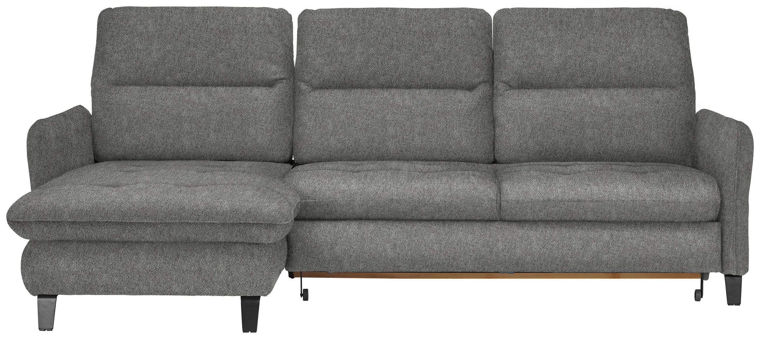 ECKSOFA Grau Flachgewebe  - Schwarz/Grau, KONVENTIONELL, Textil/Metall (190/254cm) - Livetastic