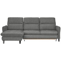 ECKSOFA Grau Flachgewebe  - Schwarz/Grau, KONVENTIONELL, Textil/Metall (190/254cm) - Livetastic