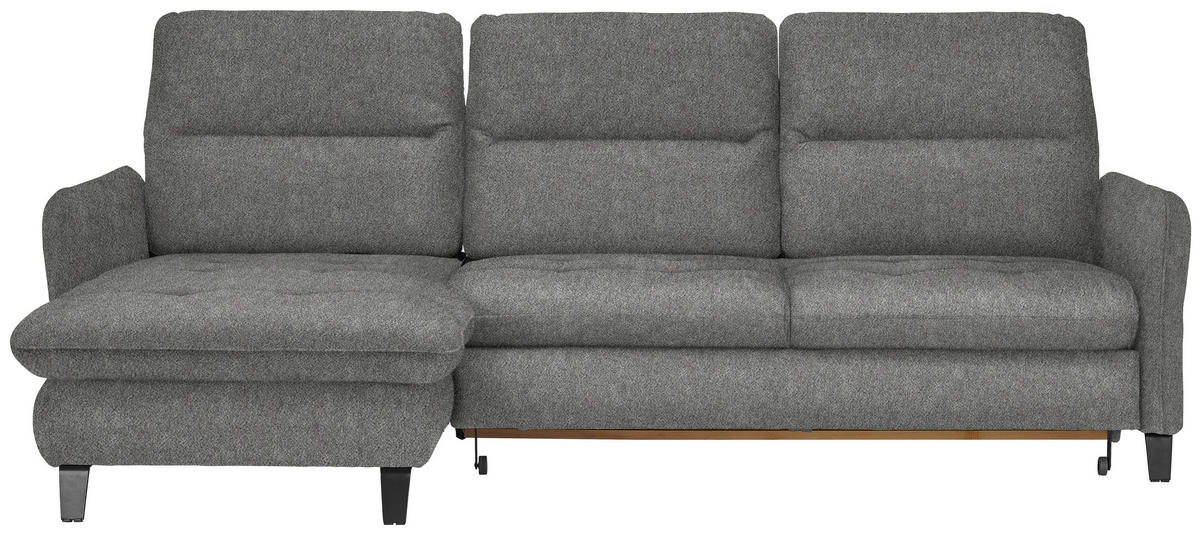 ECKSOFA Grau Flachgewebe  - Schwarz/Grau, KONVENTIONELL, Textil/Metall (190/254cm) - Livetastic