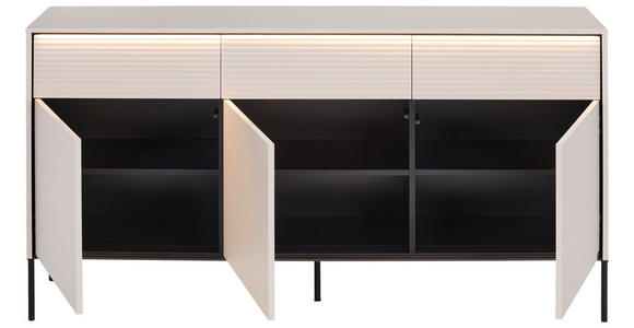 SIDEBOARD  167/85/40 cm 3 Schublade(n)  - Beige/Schwarz, Design, Holzwerkstoff/Metall (167/85/40cm) - Voleo