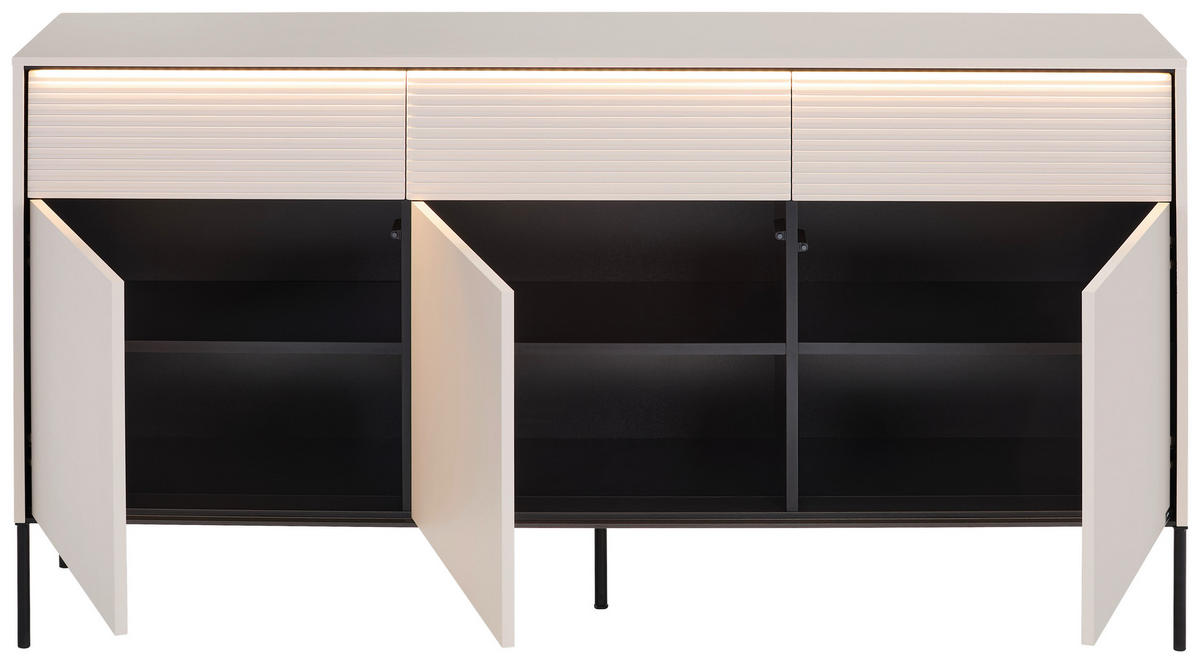 SIDEBOARD  167/85/40 cm 3 Schublade(n)  - Beige/Schwarz, Design, Holzwerkstoff/Metall (167/85/40cm) - Voleo