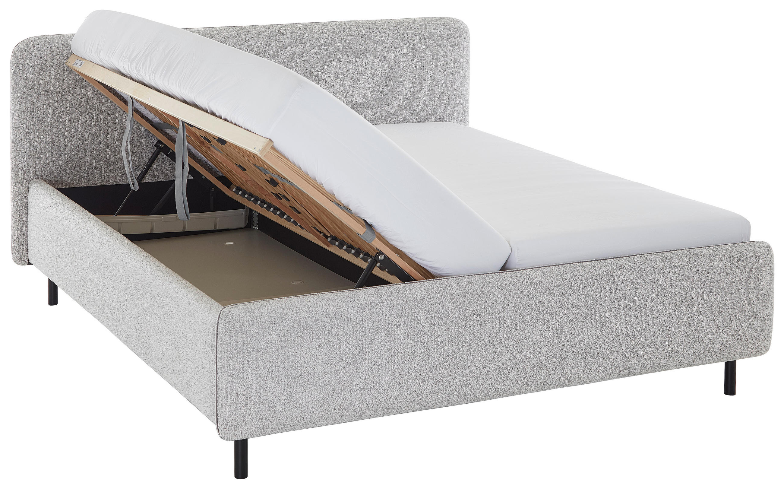 POLSTERBETT 180/200 cm  in Grau, Hellgrau  - Birkefarben/Buchefarben, Design, Holz/Textil (180/200cm) - Xora
