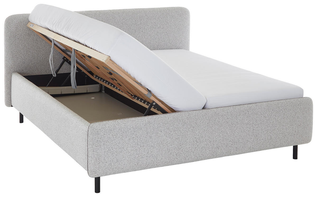 POLSTERBETT 160/200 cm  in Grau, Hellgrau  - Birkefarben/Buchefarben, Design, Holz/Textil (160/200cm) - Xora