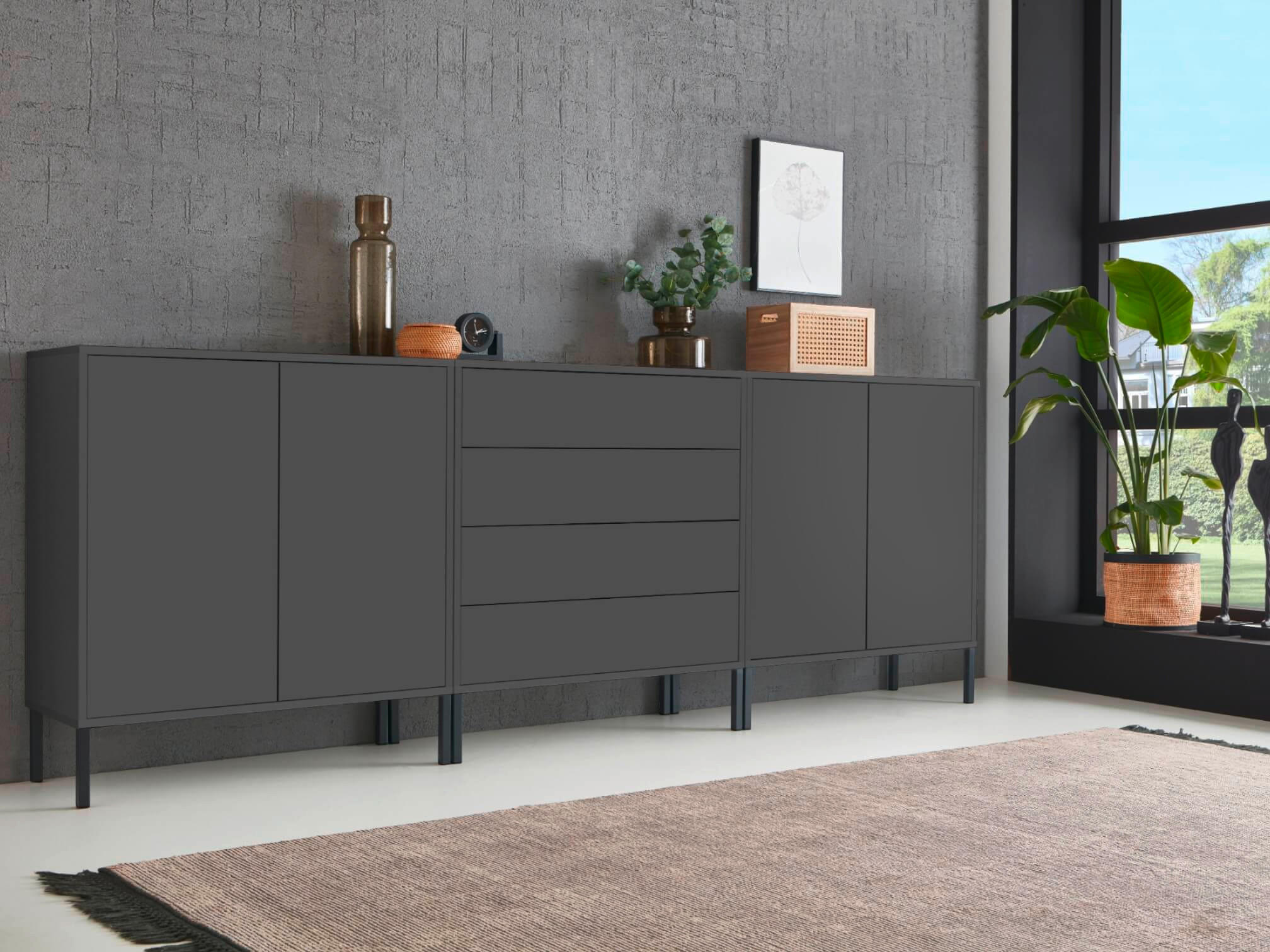 SIDEBOARD 237/86/33 cm  in Anthrazit  - Anthrazit, MODERN, Holzwerkstoff/Metall (237/86/33cm) - MID.YOU