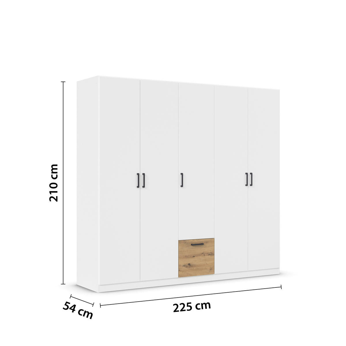 KLEIDERSCHRANK in Weiss, Eiche Artisan  - Weiss/Eiche Artisan, Basics, Holzwerkstoff/Metall (226/210/54cm) - Boxxx