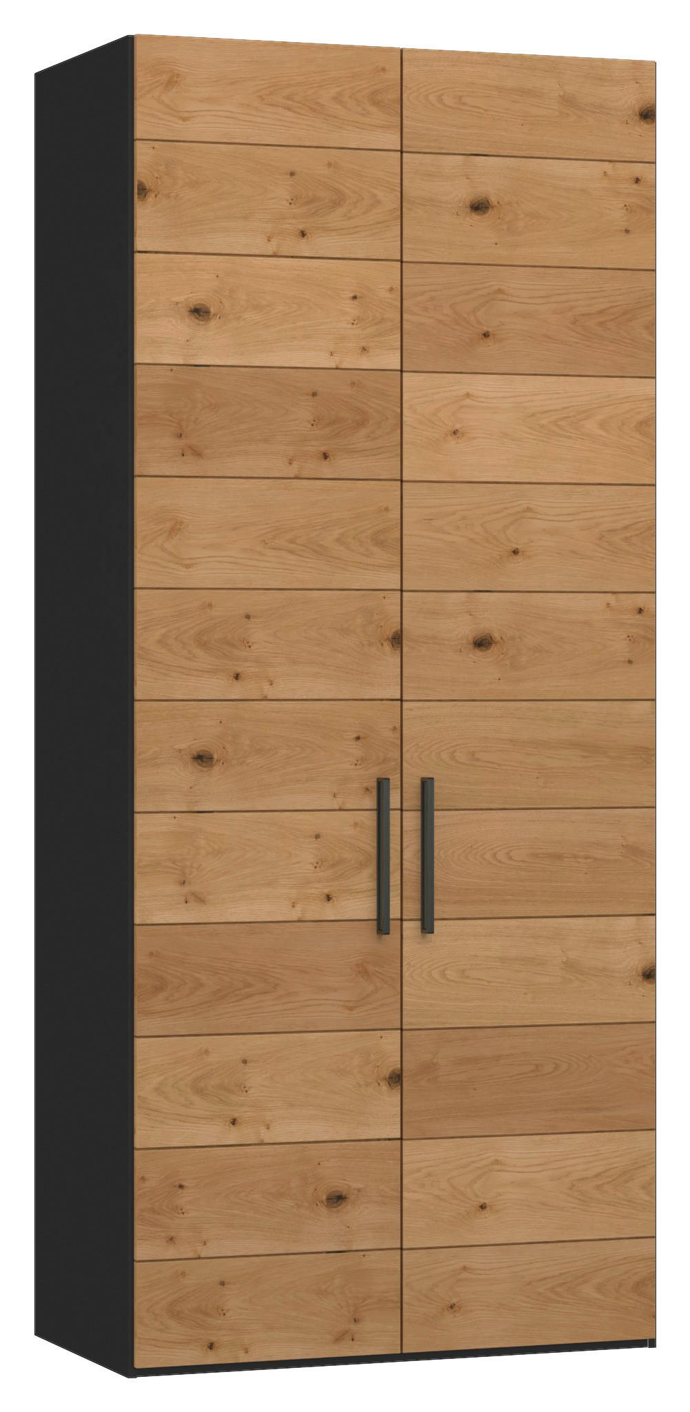 DREHTÜRENSCHRANK 102/220/59 cm,  in Schwarz, Wildeiche, 2-türig  - Wildeiche/Titanfarben, Design, Holz/Holzwerkstoff (102/220/59cm) - Jutzler