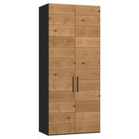 DREHTÜRENSCHRANK 102/220/59 cm,  in Schwarz, Wildeiche, 2-türig  - Wildeiche/Titanfarben, Design, Holz/Holzwerkstoff (102/220/59cm) - Jutzler