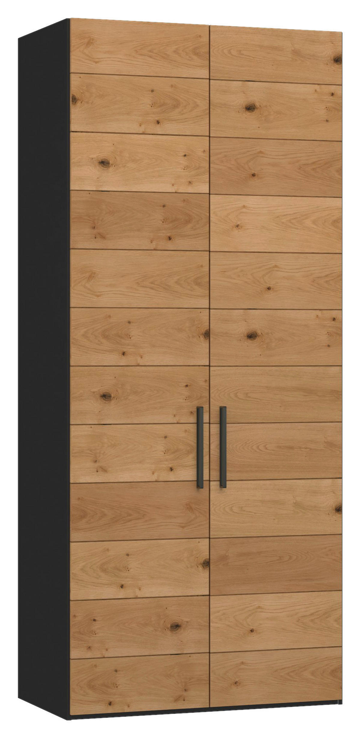 DREHTÜRENSCHRANK 102/220/59 cm,  in Schwarz, Wildeiche, 2-türig  - Wildeiche/Titanfarben, Design, Holz/Holzwerkstoff (102/220/59cm) - Jutzler