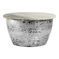 Măsuță De Cafea din metal, piatră, 60/60/34 cm   - argintiu, Design, metal/piatră (60/60/34cm) - Livetastic