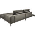 ECKSOFA  in Echtleder Grau  304/201 cm  - Schwarz/Grau, Design, Leder/Metall (304/201cm) - Belluti