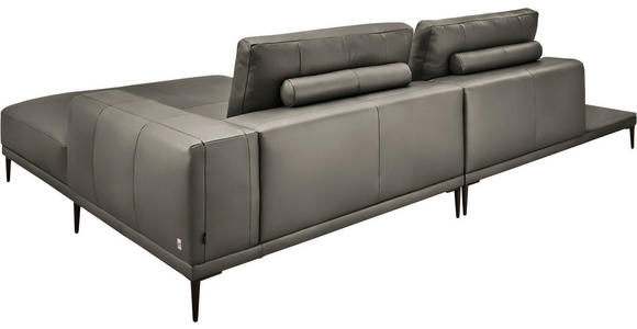 ECKSOFA  in Echtleder Grau  304/201 cm  - Schwarz/Grau, Design, Leder/Metall (304/201cm) - Belluti