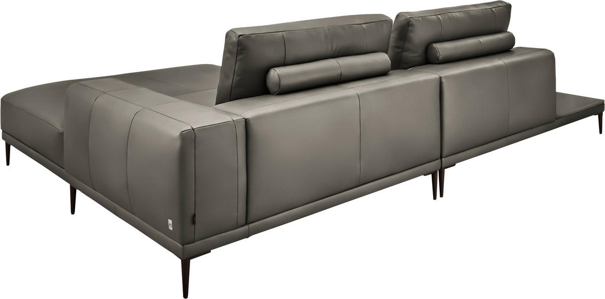 ECKSOFA  in Echtleder Grau  304/201 cm  - Schwarz/Grau, Design, Leder/Metall (304/201cm) - Belluti