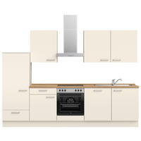 KÜCHENBLOCK 300 cm   in Eichefarben, Magnolie  - Edelstahlfarben/Eichefarben, MODERN, Holzwerkstoff/Metall (300cm) - Nobilia