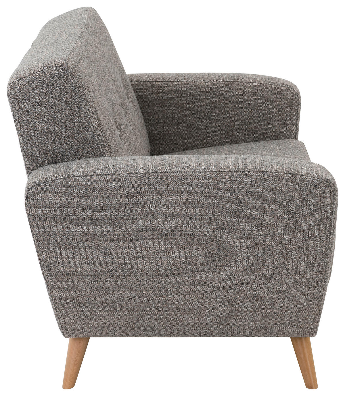 2-SITZER-SOFA in Flachgewebe Grau  - Naturfarben/Grau, Design, Holz/Textil (136/85/82cm) - Max Winzer