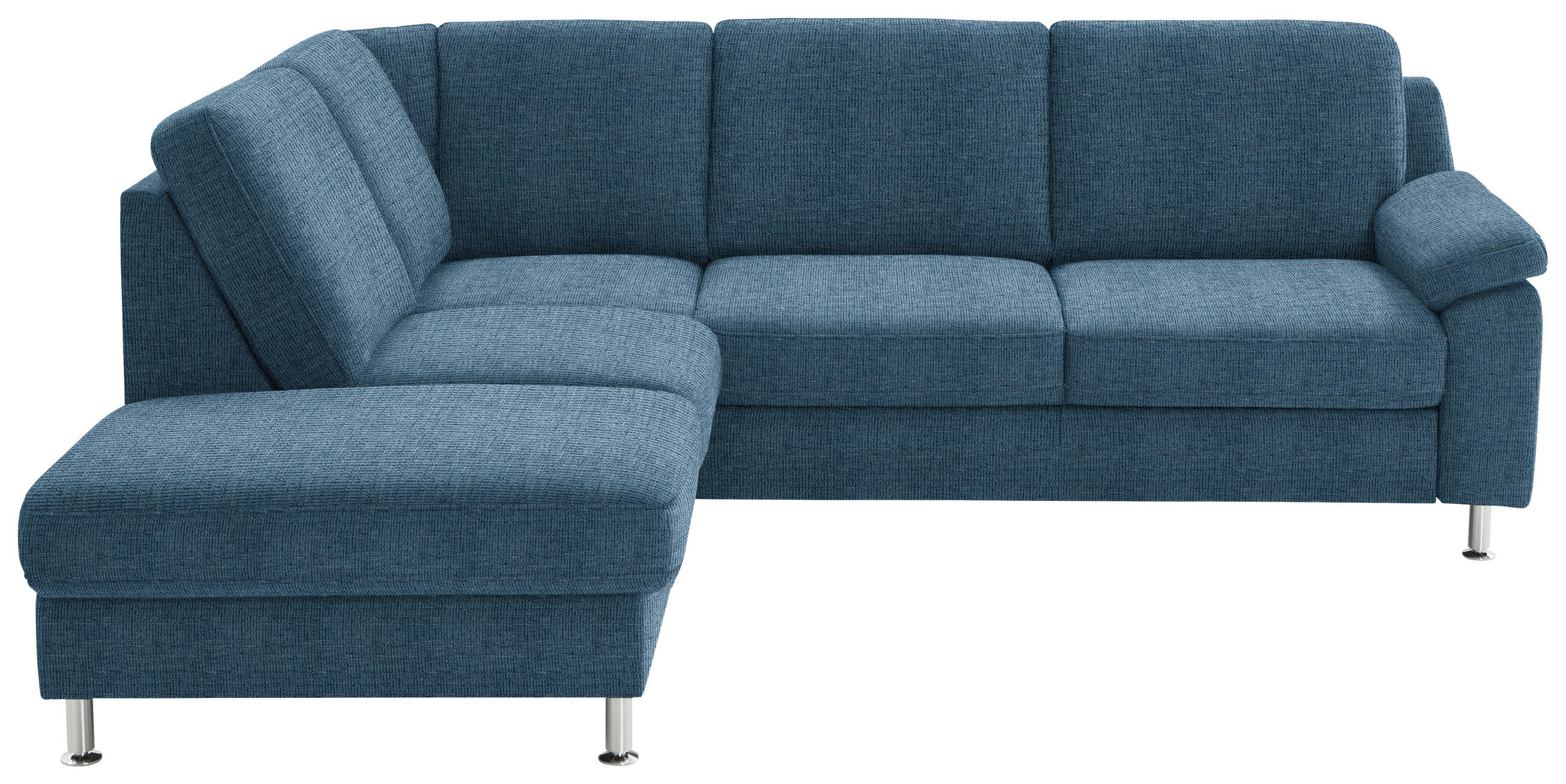 ECKSOFA in Webstoff Blau  - Blau/Alufarben, Konventionell, Textil/Metall (200/241cm) - Beldomo System