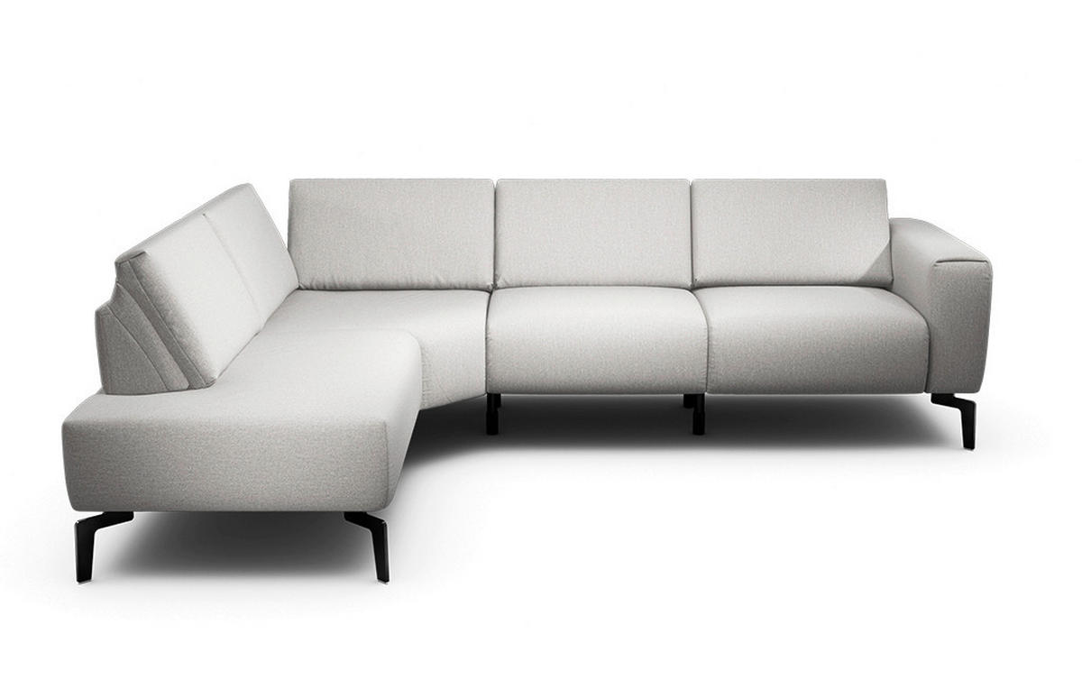 ECKSOFA Cosy Hellgrau Chenille  - Hellgrau/Schwarz, Design, Textil/Metall (193/256cm) - SENSOO