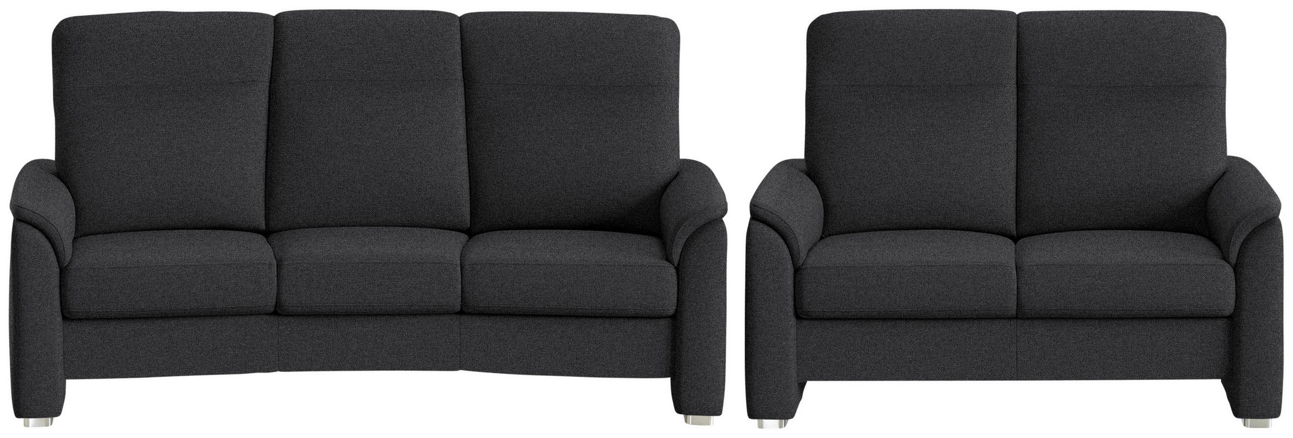 SITZGARNITUR Flachgewebe Schwarz  - Alufarben/Schwarz, Konventionell, Textil/Metall (218/156/107/103/95cm) - Beldomo Comfort