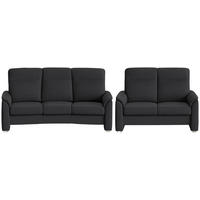 SITZGARNITUR Flachgewebe Schwarz  - Alufarben/Schwarz, Konventionell, Textil/Metall (218/156/107/103/95cm) - Beldomo Comfort