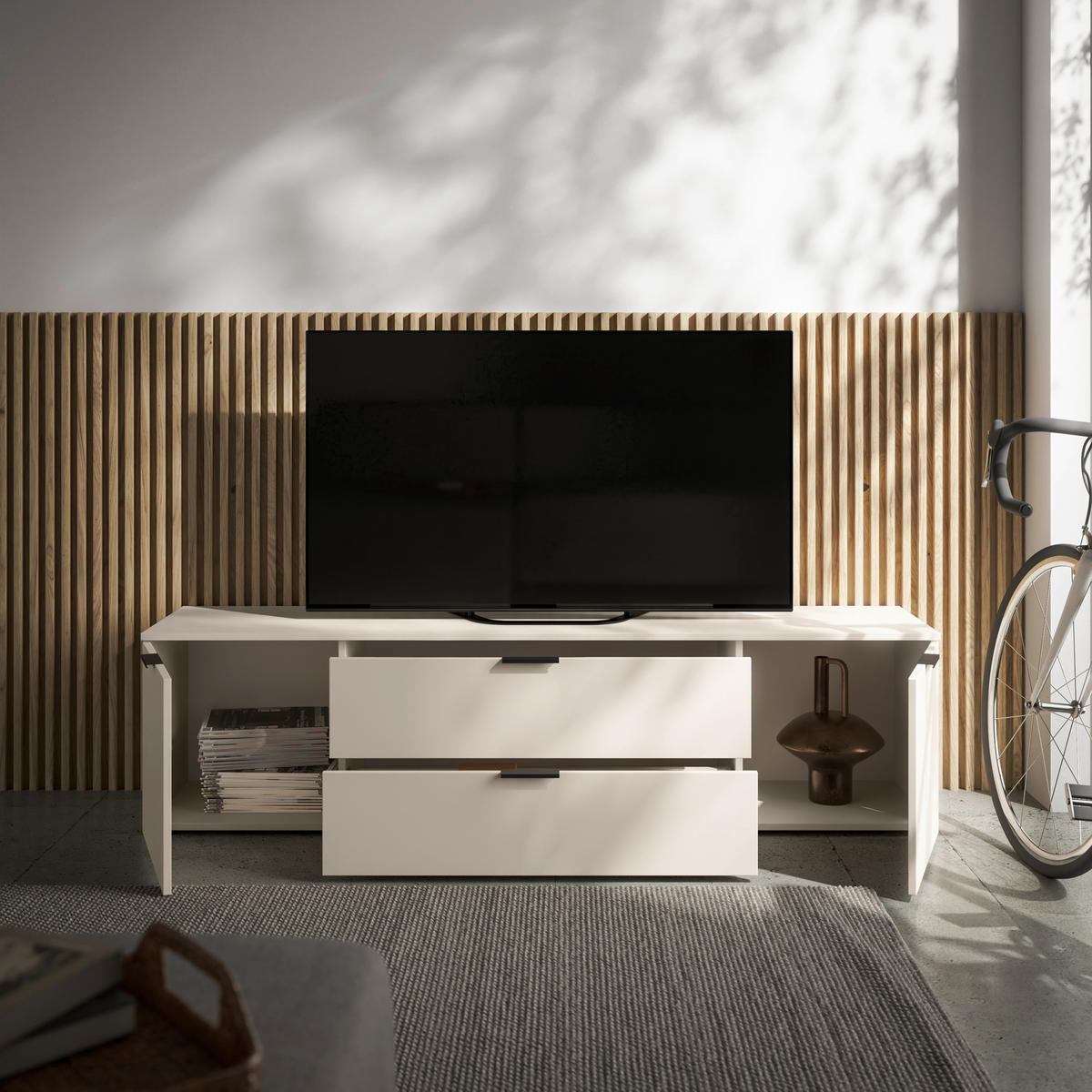 NISKA KOMODA   180/55/40 cm   kašmir   - kašmir/crna, Osnovno, pločasti materijal/plastika (180/55/40cm) - Xora