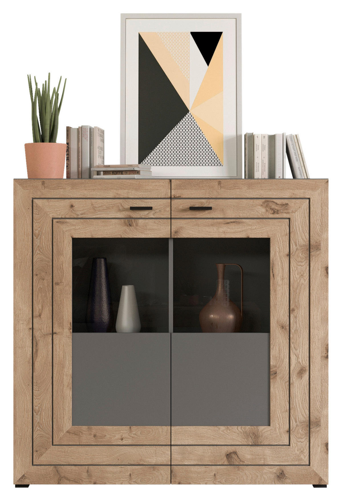 WOHNWAND 4-teilig  in  350/195/40 cm  - KONVENTIONELL, Glas/Holzwerkstoff (350/195/40cm) - MID.YOU