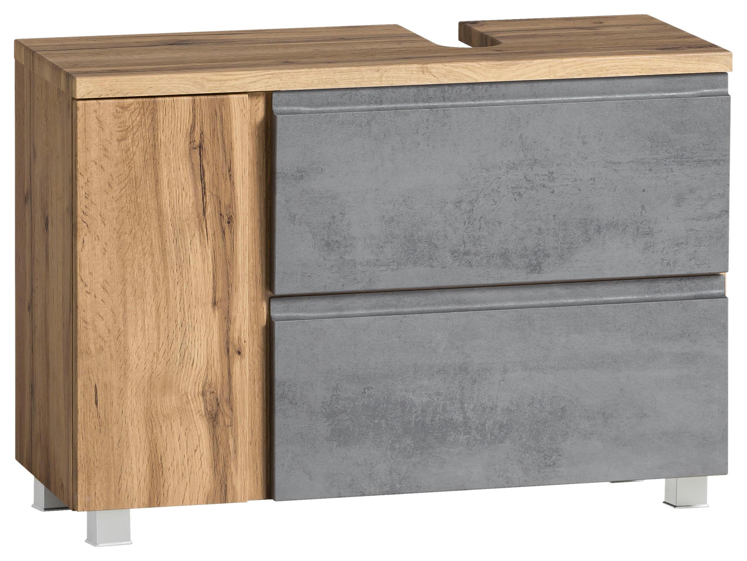 WASCHBECKENUNTERSCHRANK 85/56/35 cm - Eiche Wotan/Hellgrau, Modern, Holzwerkstoff (85/56/35cm) - Held