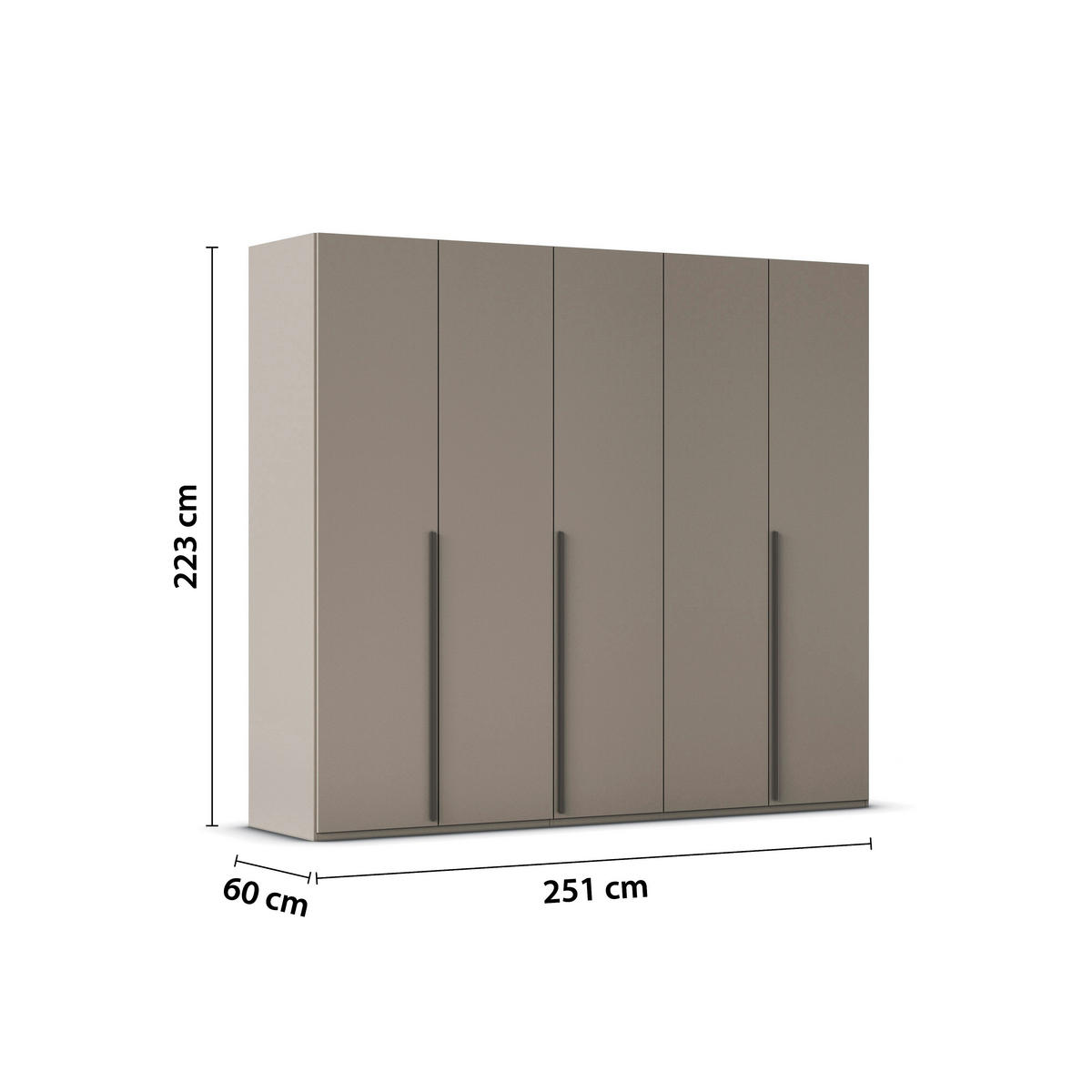 DREHTÜRENSCHRANK 251/223/60 cm 5-türig Fango  - Fango/Graphitfarben, Design, Holzwerkstoff/Metall (251/223/60cm) - home24