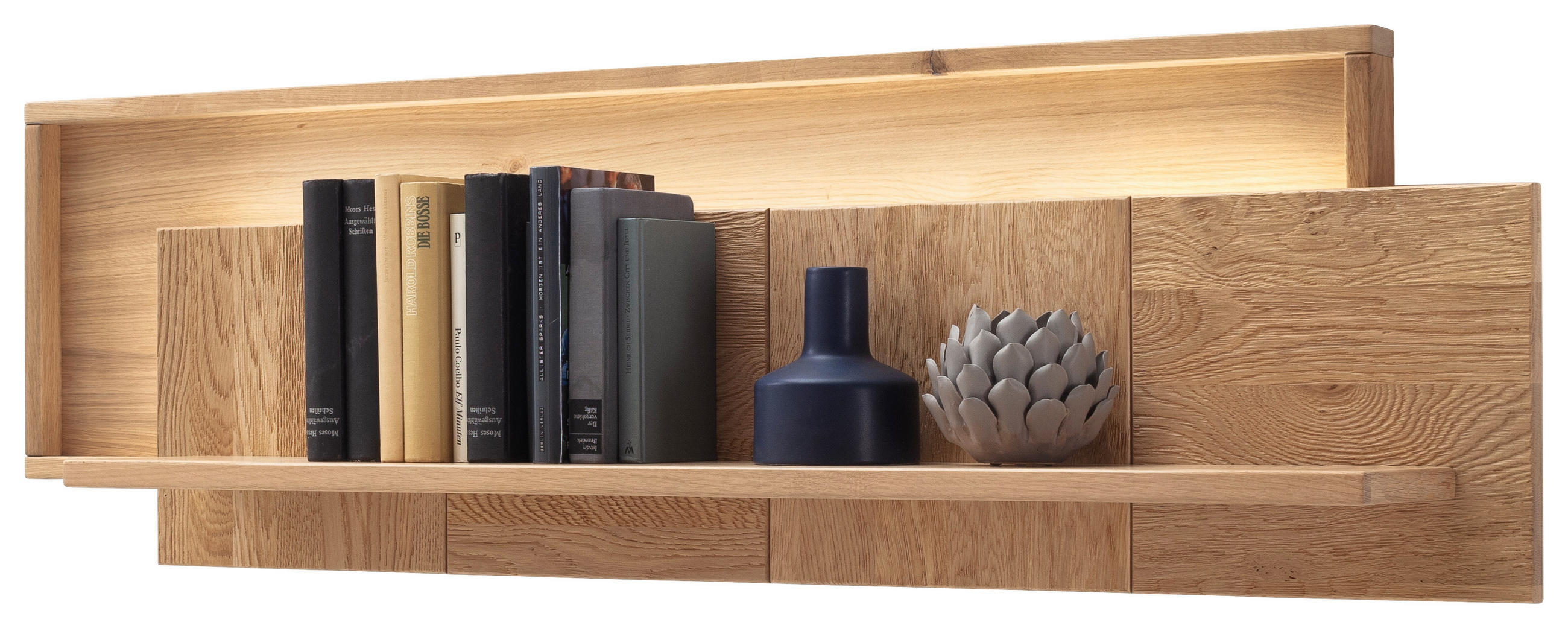 MID.YOU NÁSTĚNNÁ POLICE, trámový dub, dub bianco, 137/40/26 cm