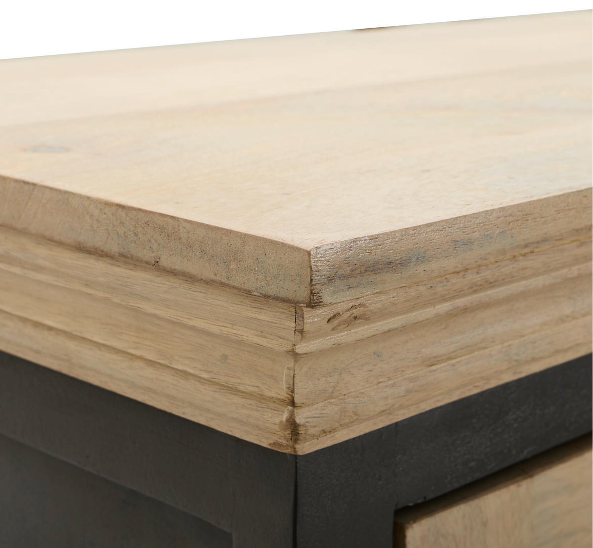VITRINE in massiv Mangoholz Grau, Naturfarben  - Schwarz/Naturfarben, Natur, Glas/Holz (67/190/40cm) - Livetastic