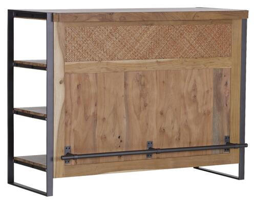BAR Akazie, Rattan massiv Akaziefarben - Anthrazit/Akaziefarben, Trend, Holz/Metall (140/106/53cm) - Carryhome