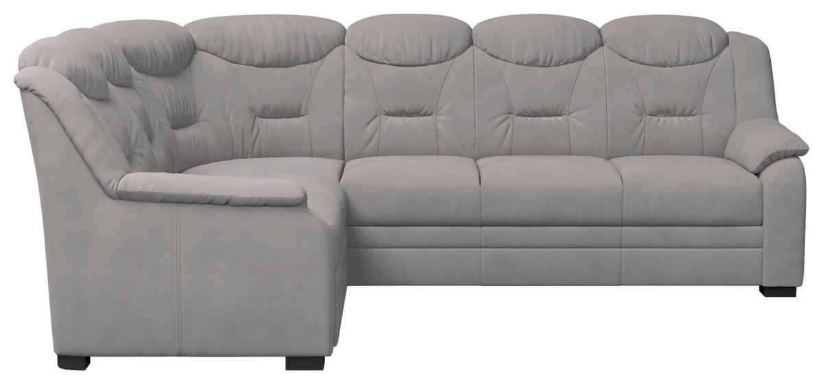 ECKSOFA in Mikrofaser Hellgrau  211/263 cm  - Hellgrau/Schwarz, Basics, Kunststoff/Textil (211/263cm) - MID.YOU