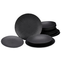 TAFELSERVICE Schwarz Vesuvio black 12-teilig  - Schwarz, Basics, Keramik - Creatable