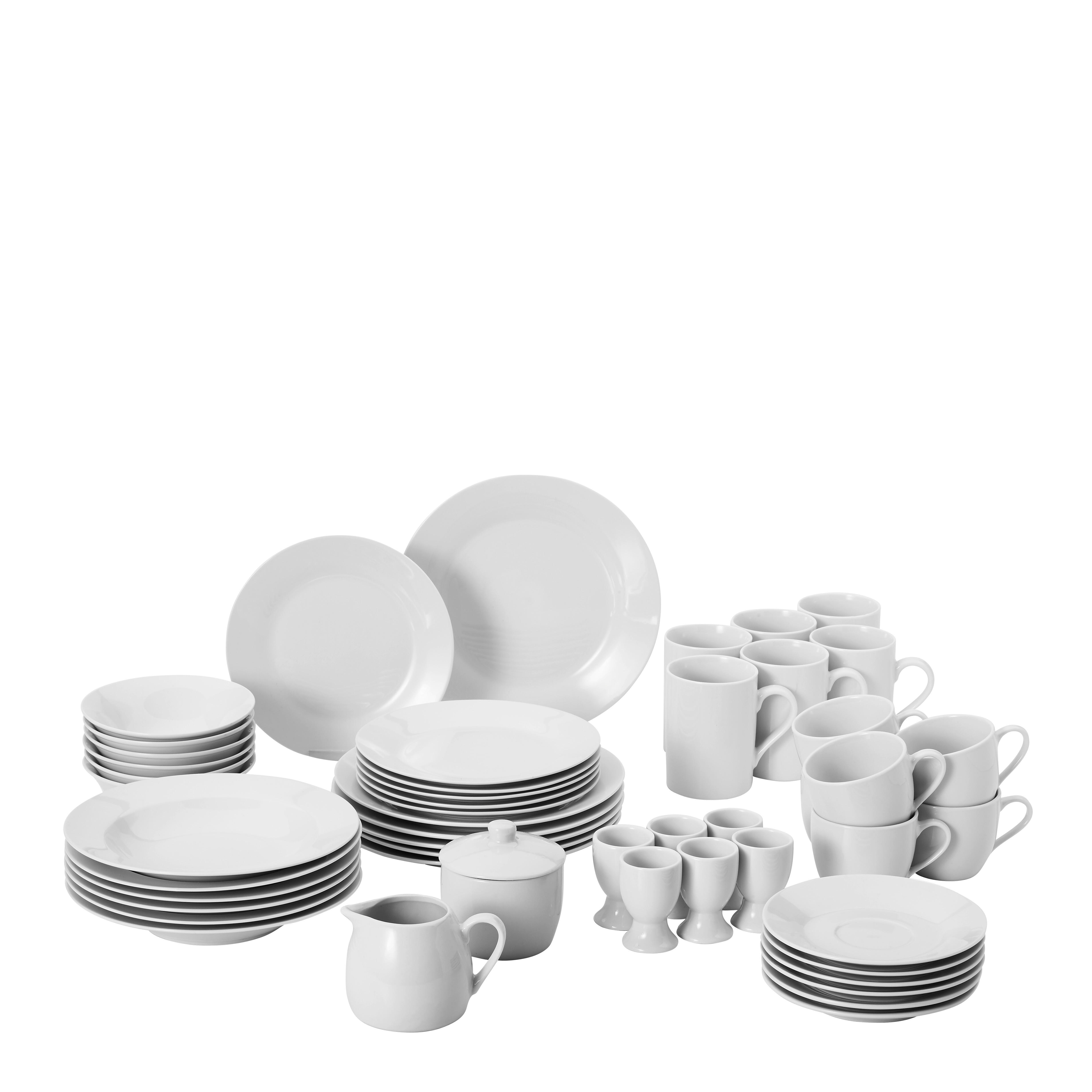 KOMBINOVANÝ SERVIS, 50-dielne, porcelán - biela, Basics, keramika - Homeware