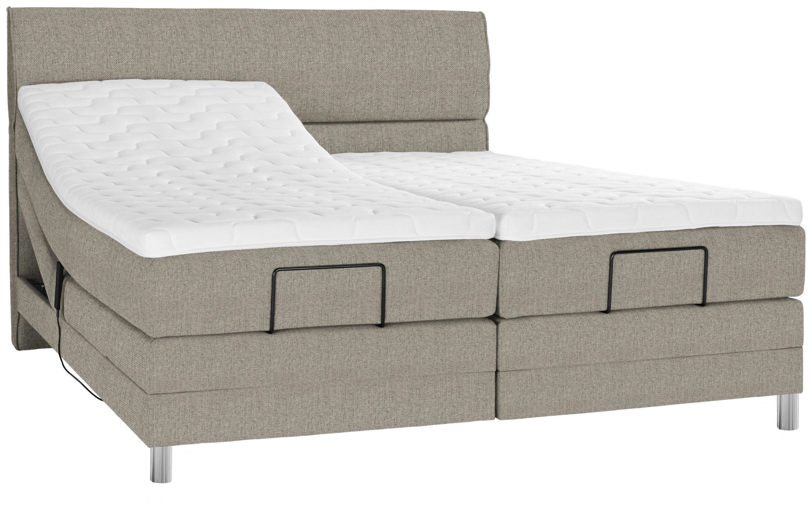 BOXSPRINGBETT 200/200 cm  in Greige  - Chromfarben/Greige, KONVENTIONELL, Kunststoff/Textil (200/200cm) - Voleo