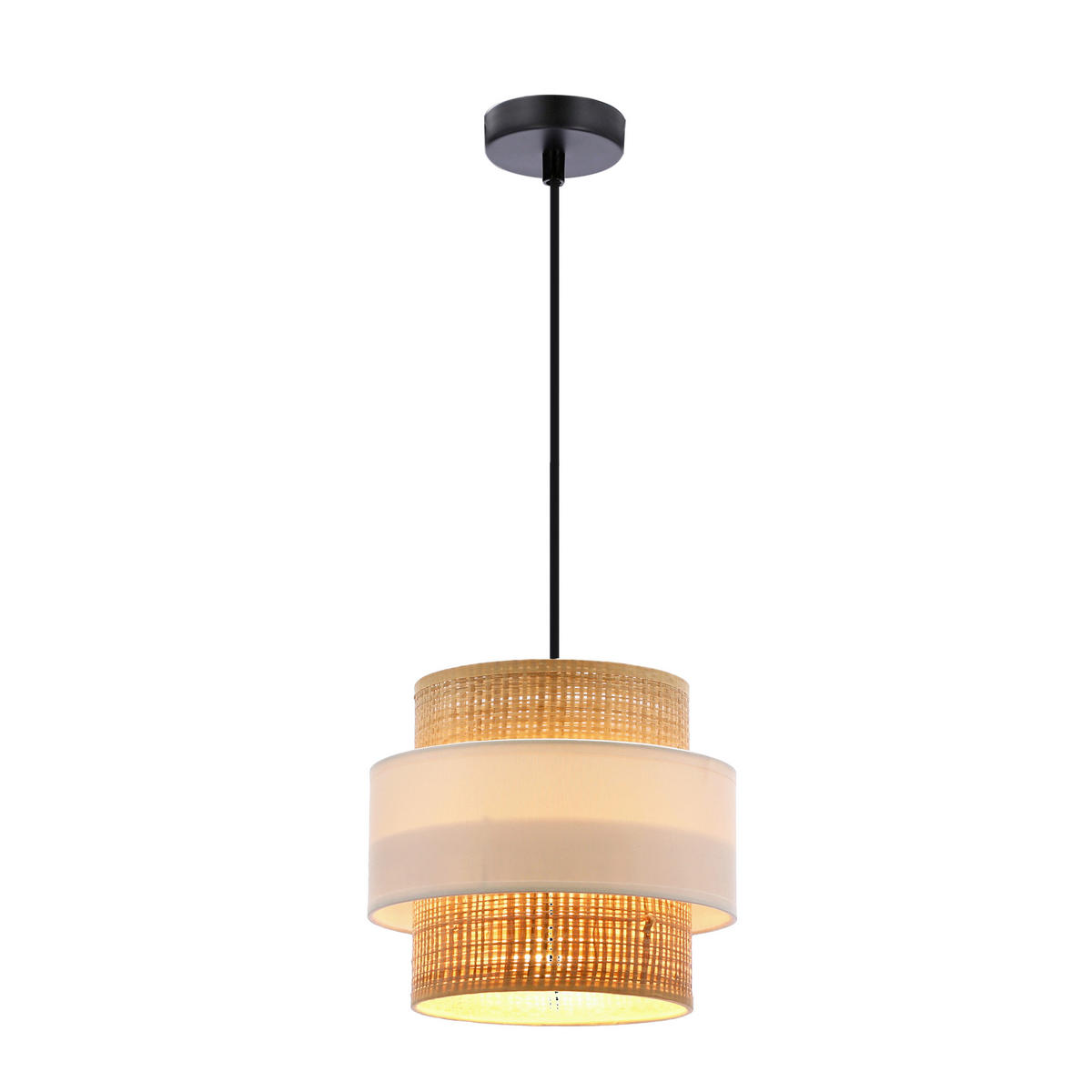 HÄNGELEUCHTE Rattan 20/100 cm   - Creme/Schwarz, Natur, Kunststoff/Metall (20/100cm)